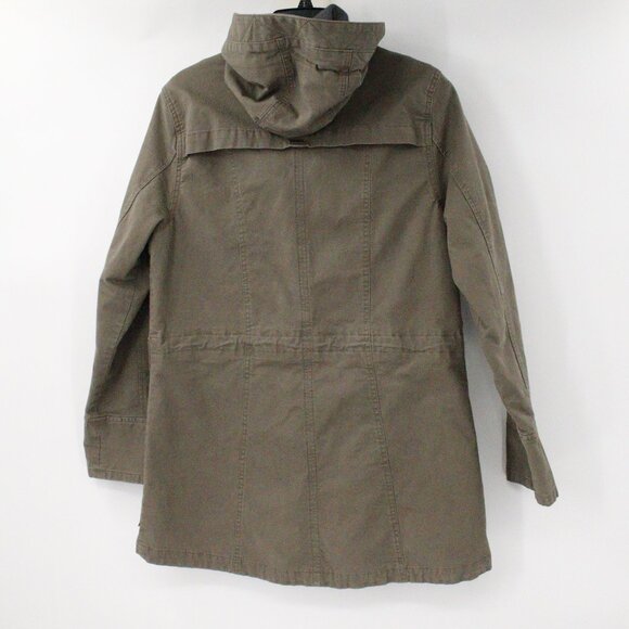 prAna Jacket Womens Small Hooded Green Cristos Parka Coat Organic Cotton Stretch - Picture 5 of 16